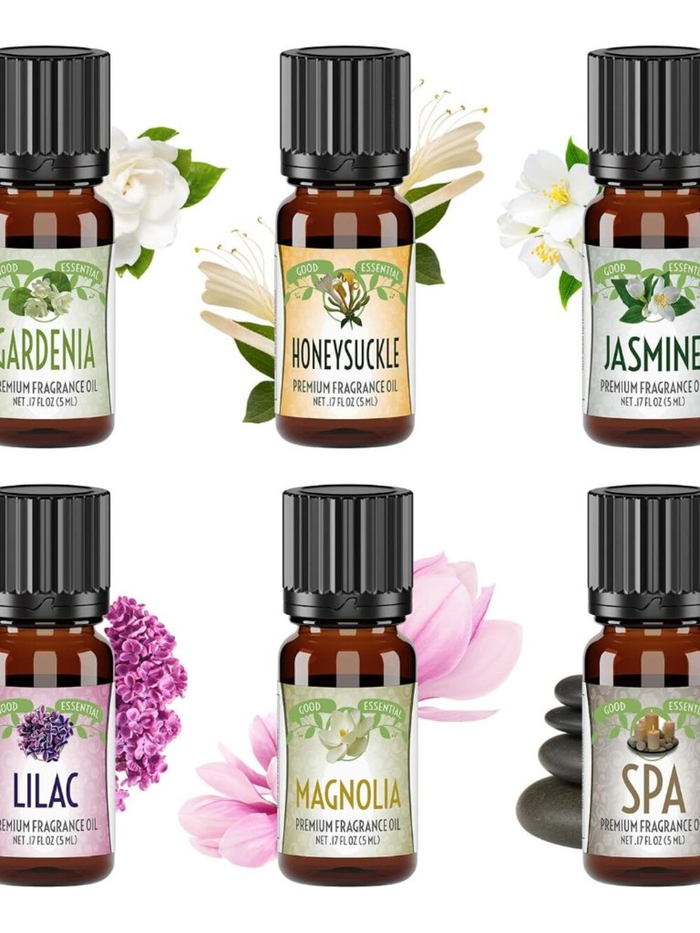 Oil Set – 6-Pack Floral Aromatherapy – Gardenia, Honeysuckle, Jasmine, Lilac, Ma - Picture 2 of 7